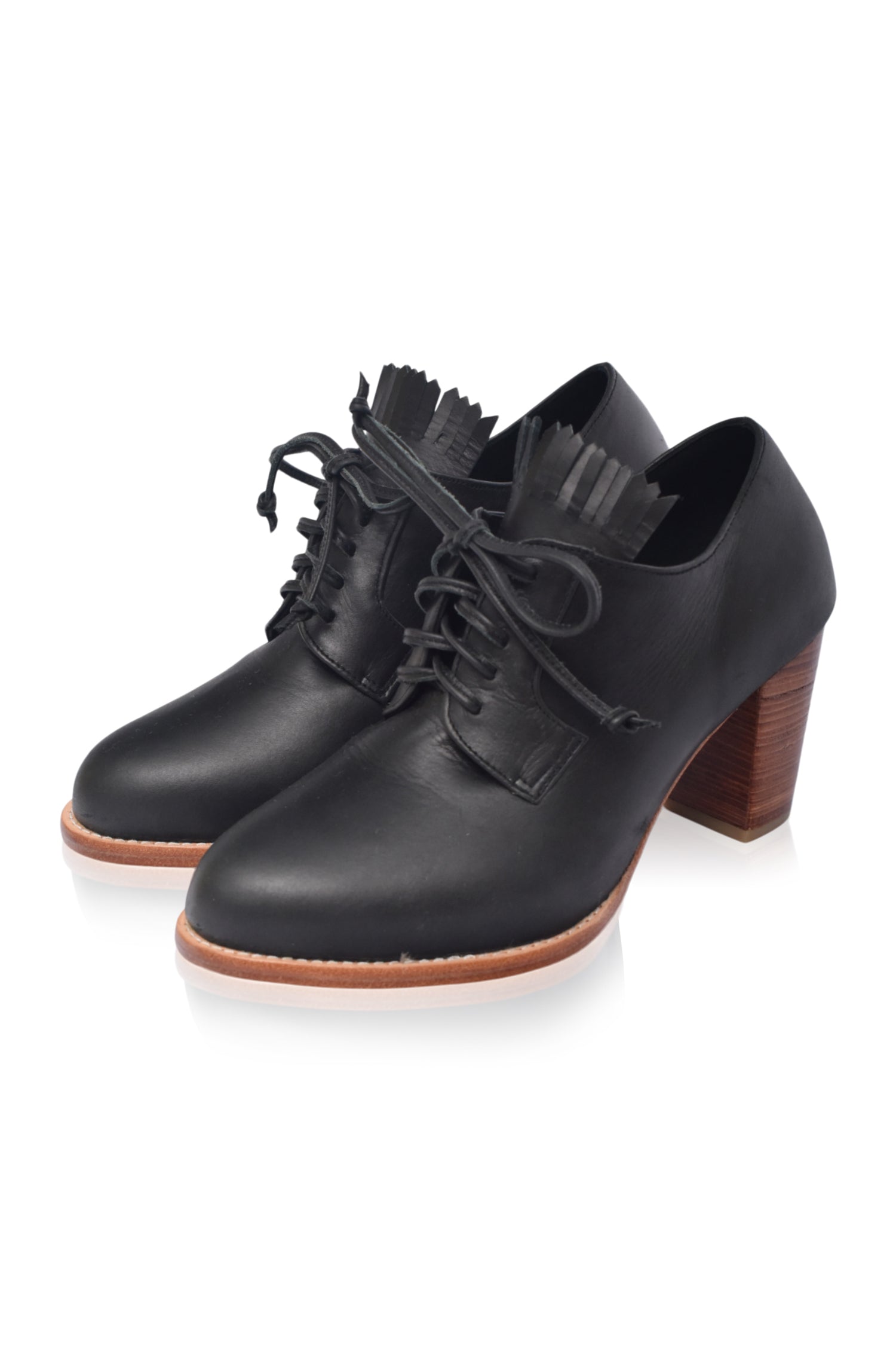 Lyon Lace-Up Leather Oxford Heels-2