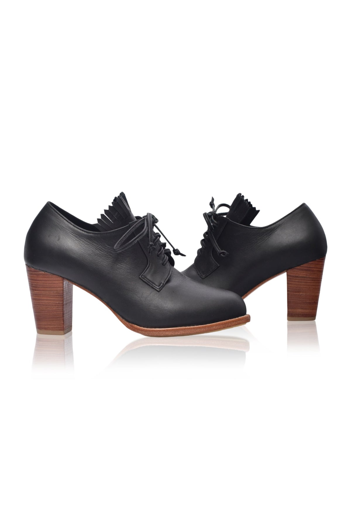 Lyon Lace-Up Leather Oxford Heels-4