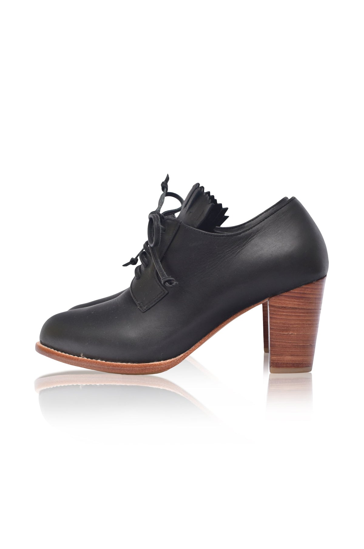 Lyon Lace-Up Leather Oxford Heels-4