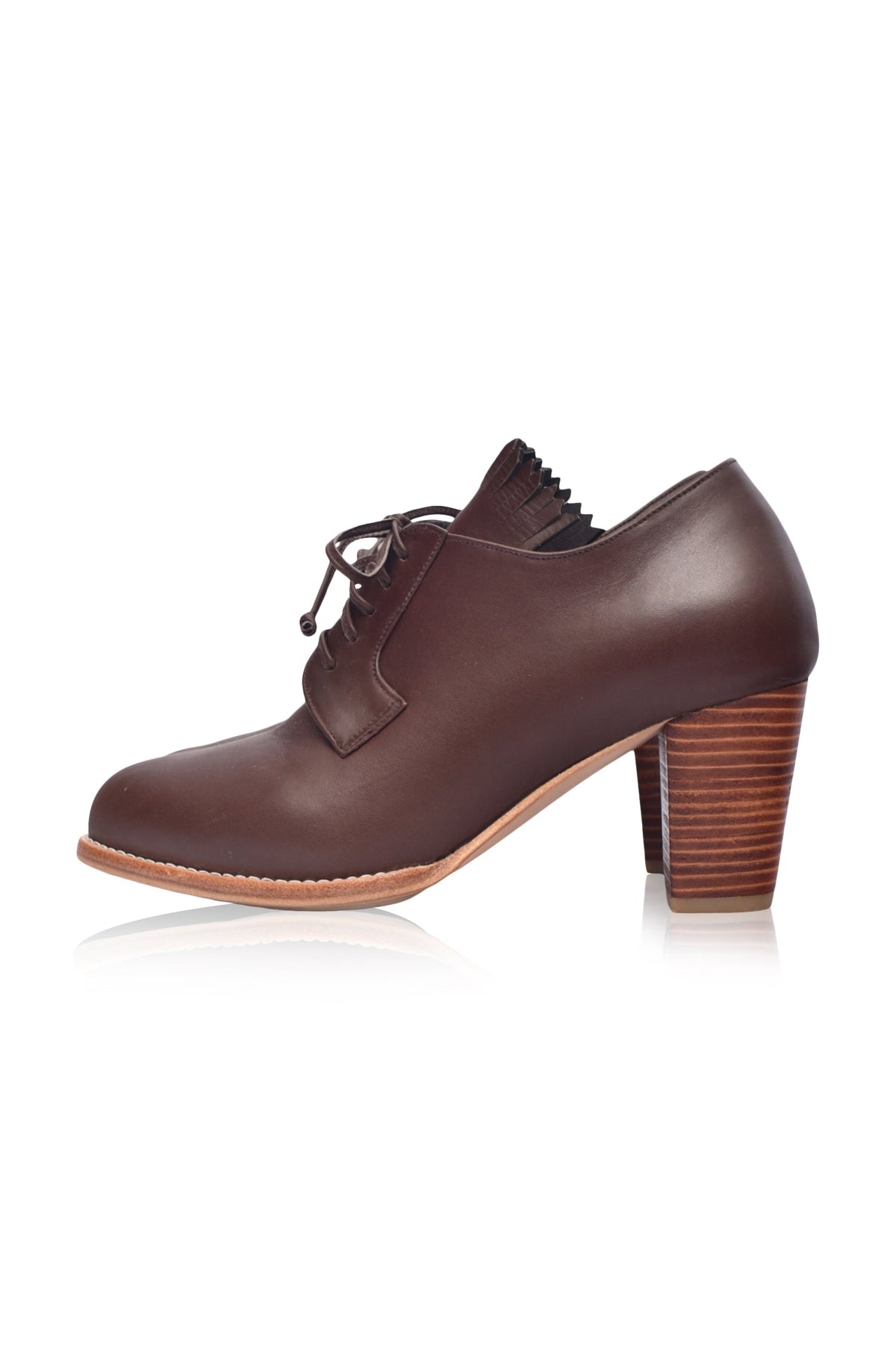 Lyon Lace-Up Leather Oxford Heels-5