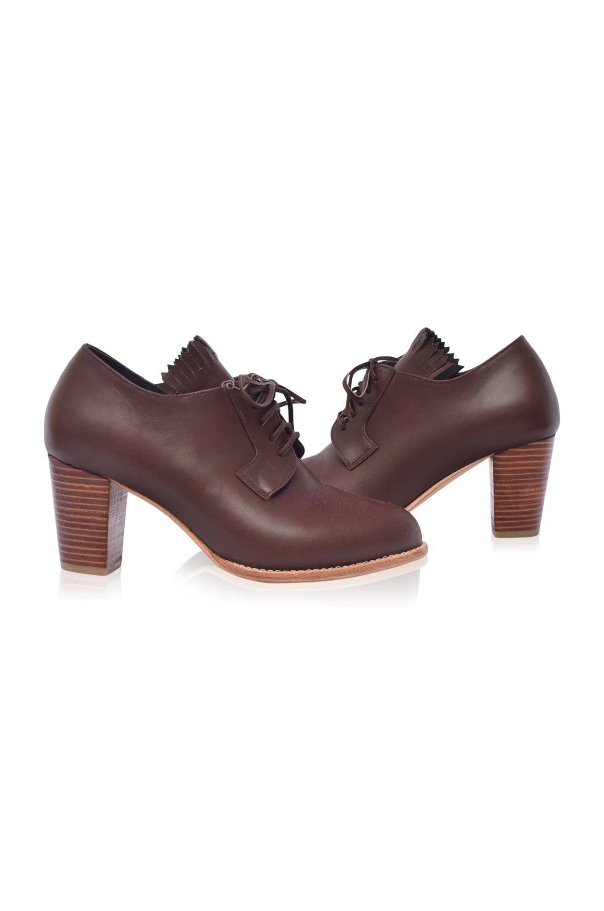 Lyon Lace-Up Leather Oxford Heels-3