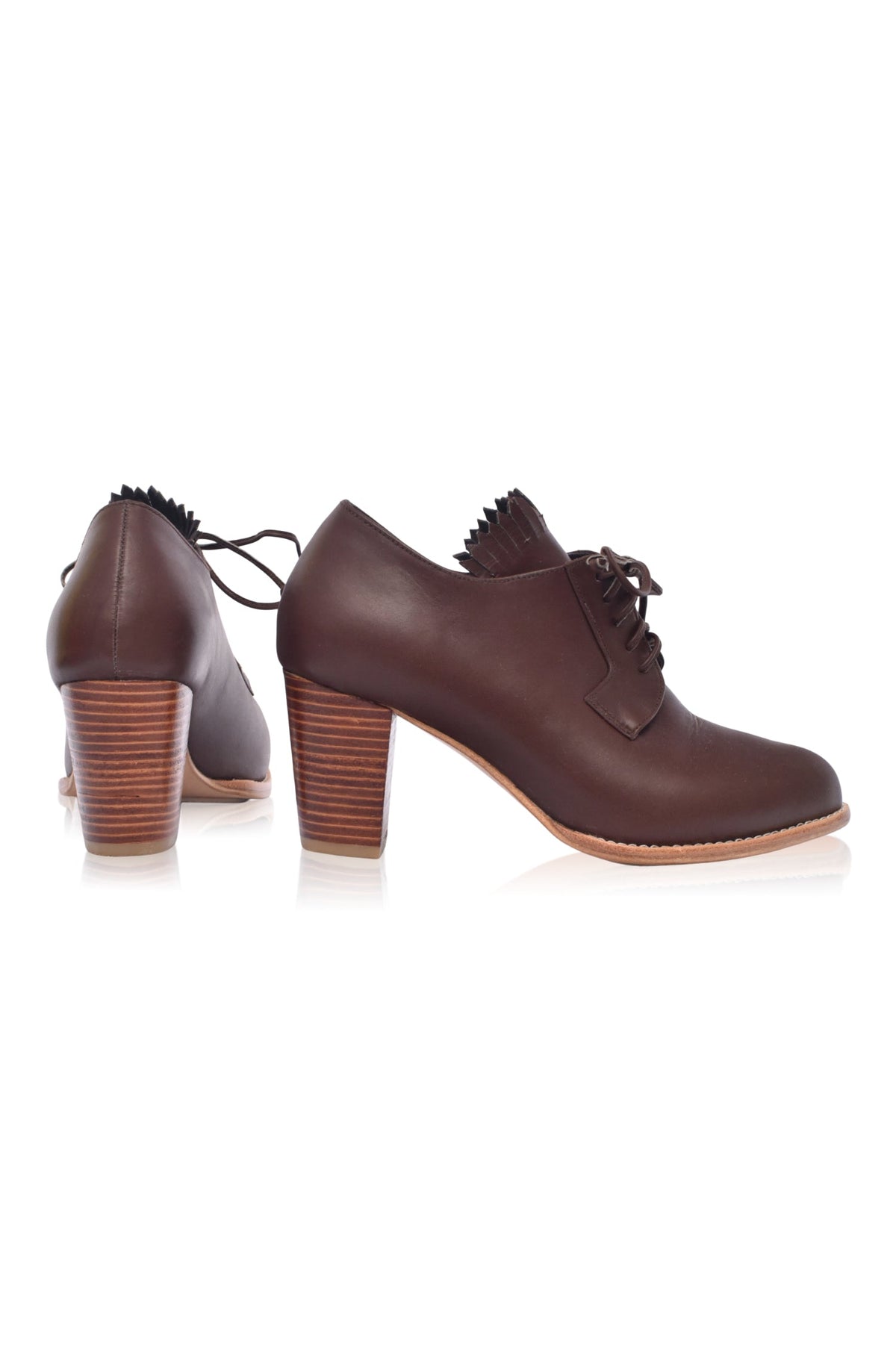 Lyon Lace-Up Leather Oxford Heels-4