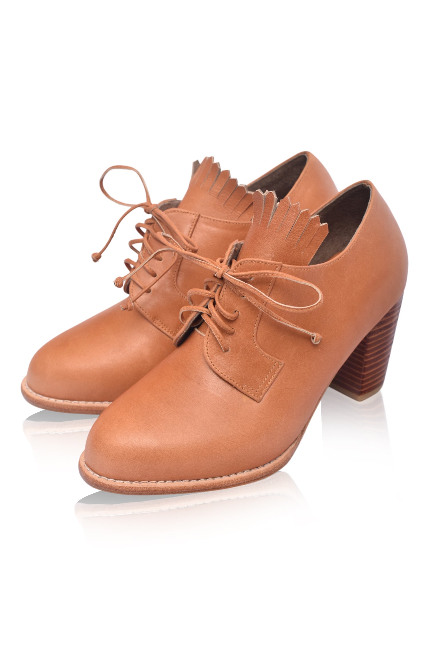 Lyon Lace-Up Leather Oxford Heels-2