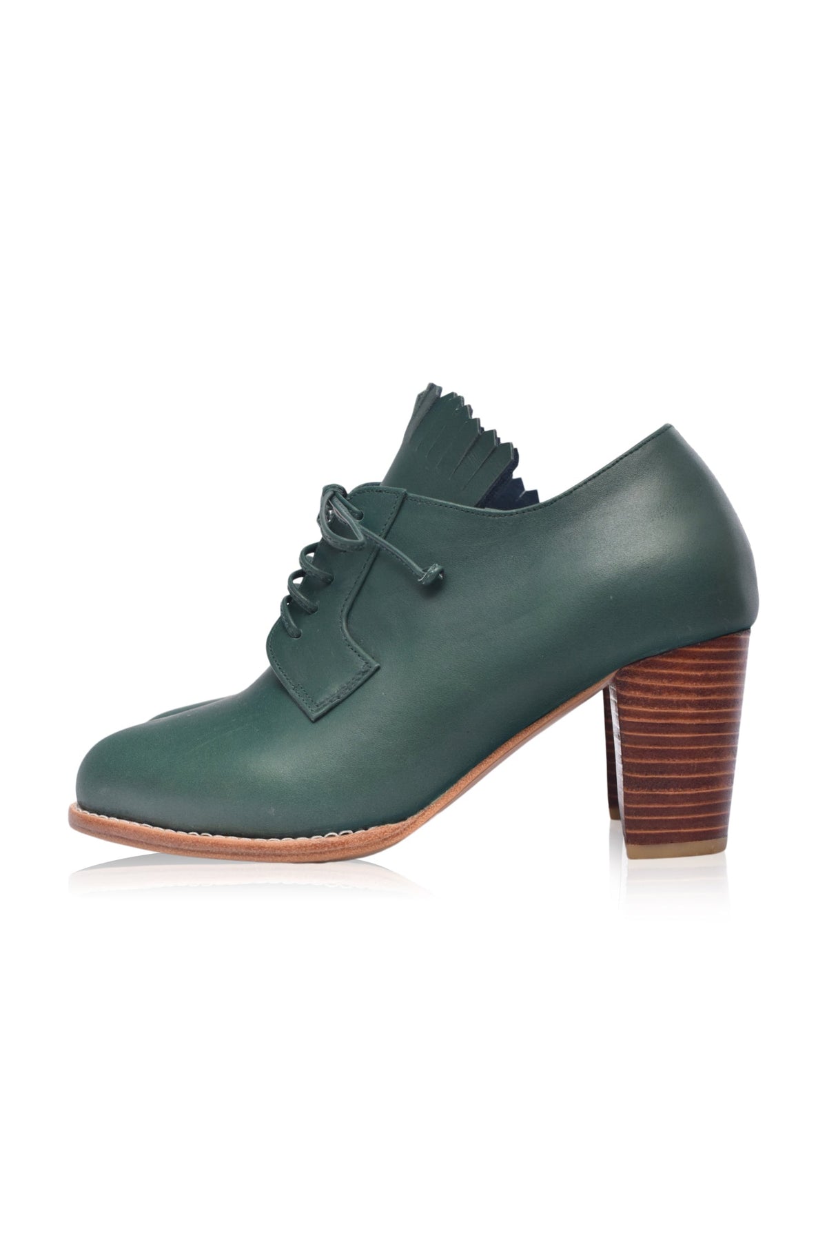 Lyon Lace-Up Leather Oxford Heels-5