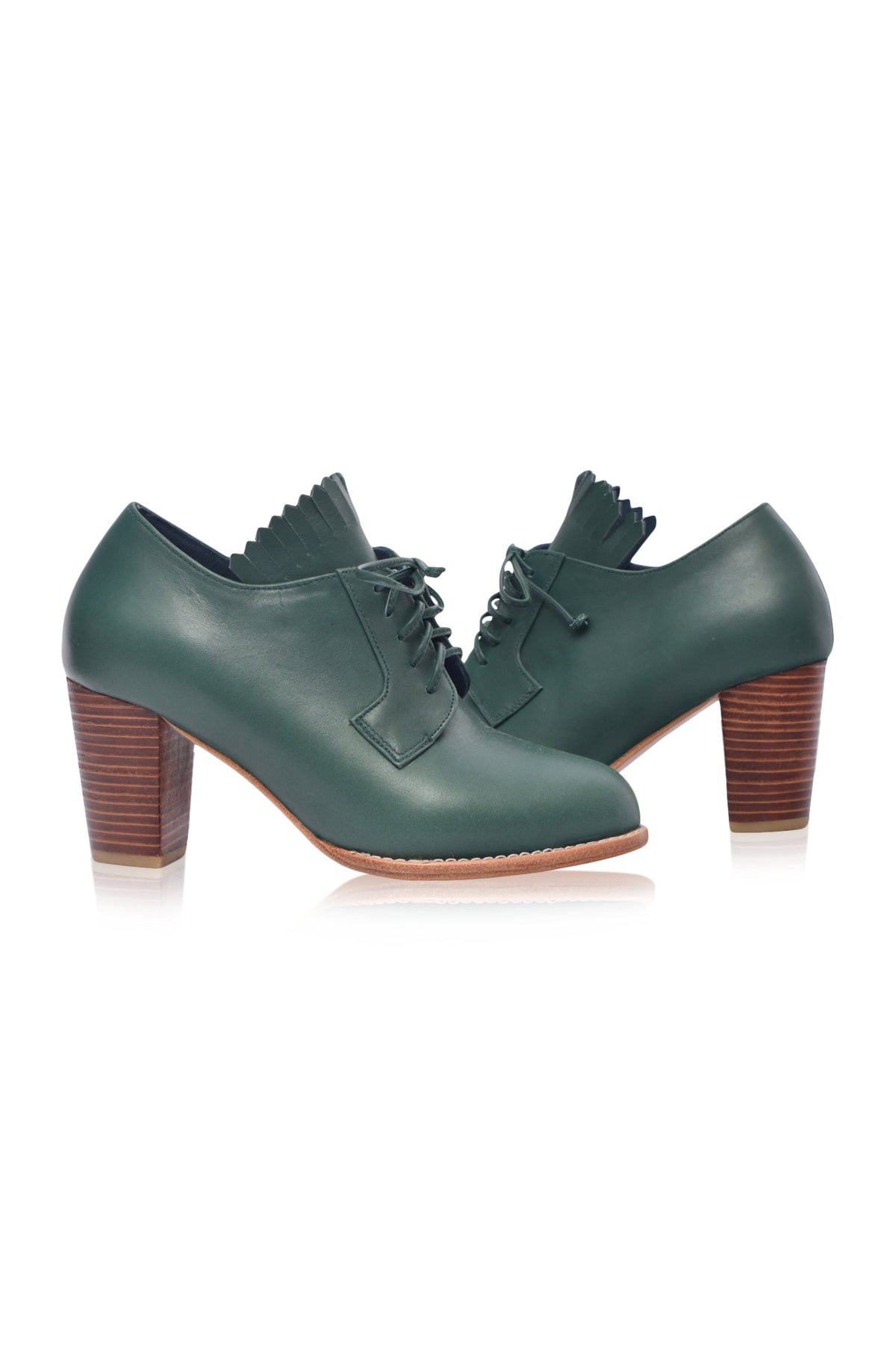 Lyon Lace-Up Leather Oxford Heels-3
