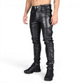 Men’s Black Leather Pocket Lace up Pants-0