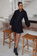 Malina Button Down Cotton Mini Dress (Sale)-0