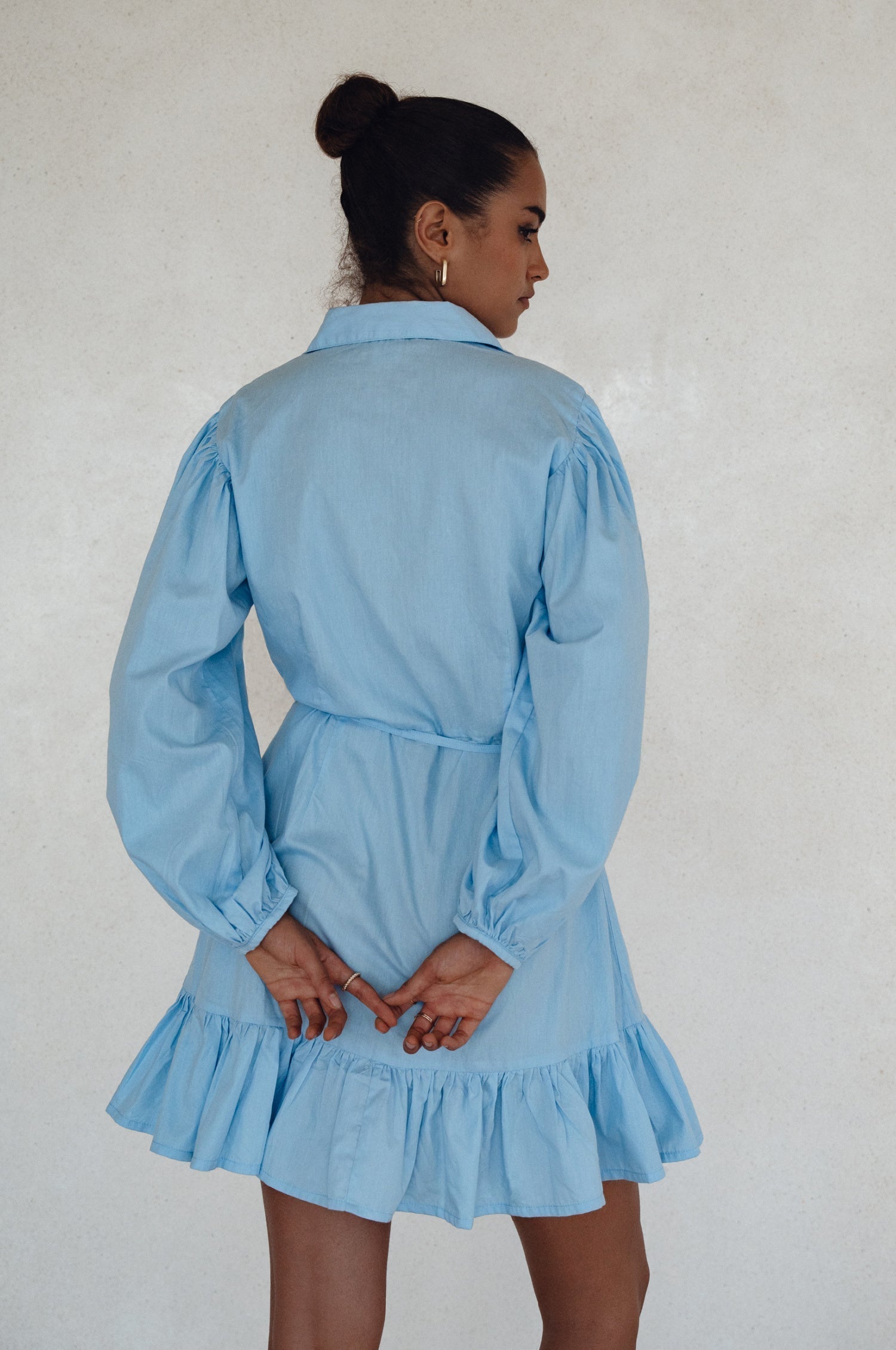 Malina Button Down Cotton Mini Dress (Sale)-4