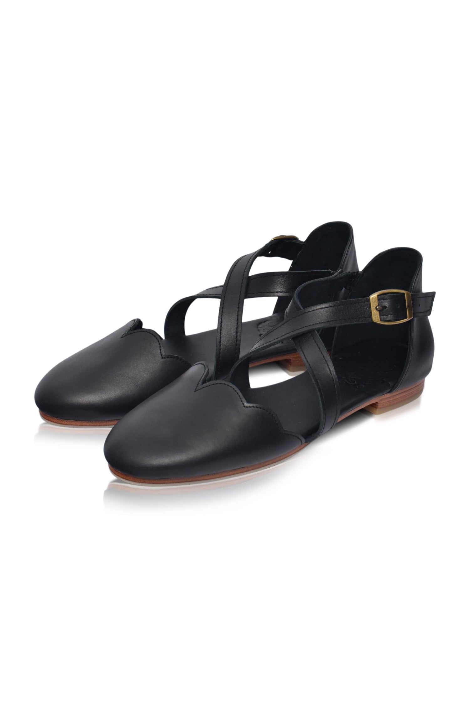 Mangrove Cross-Strap Leather Ballet Flats-2