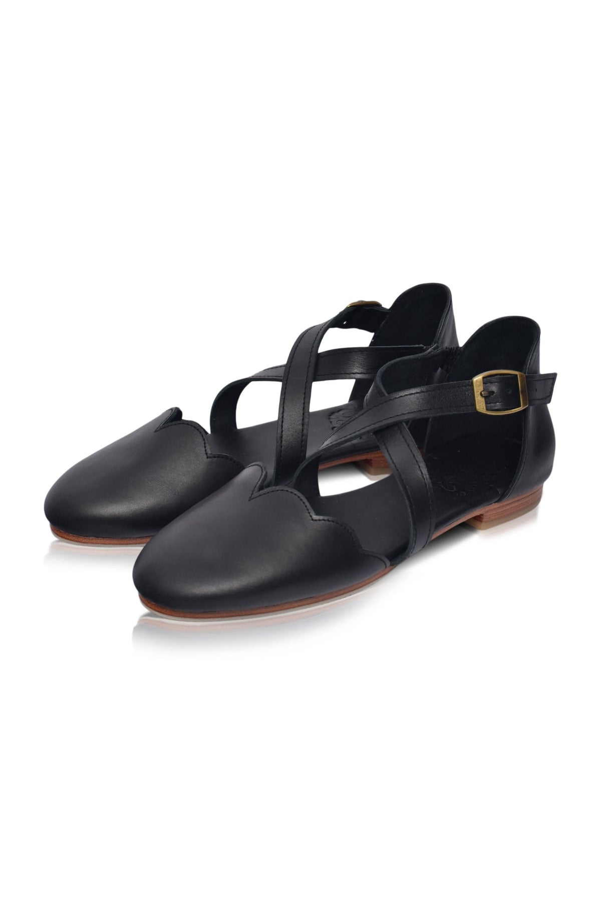 Mangrove Cross-Strap Leather Ballet Flats-8