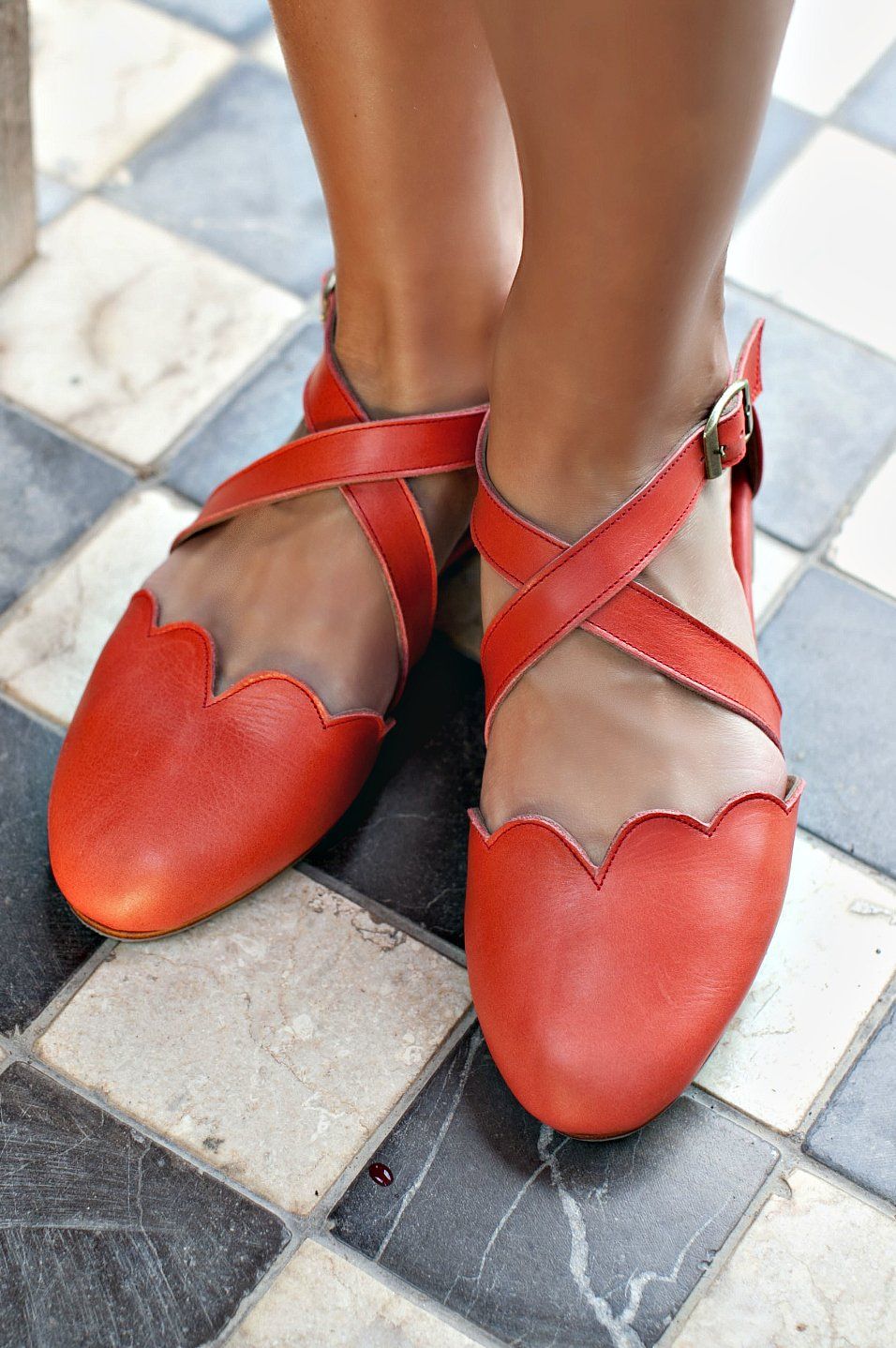 Mangrove Cross-Strap Leather Ballet Flats-0