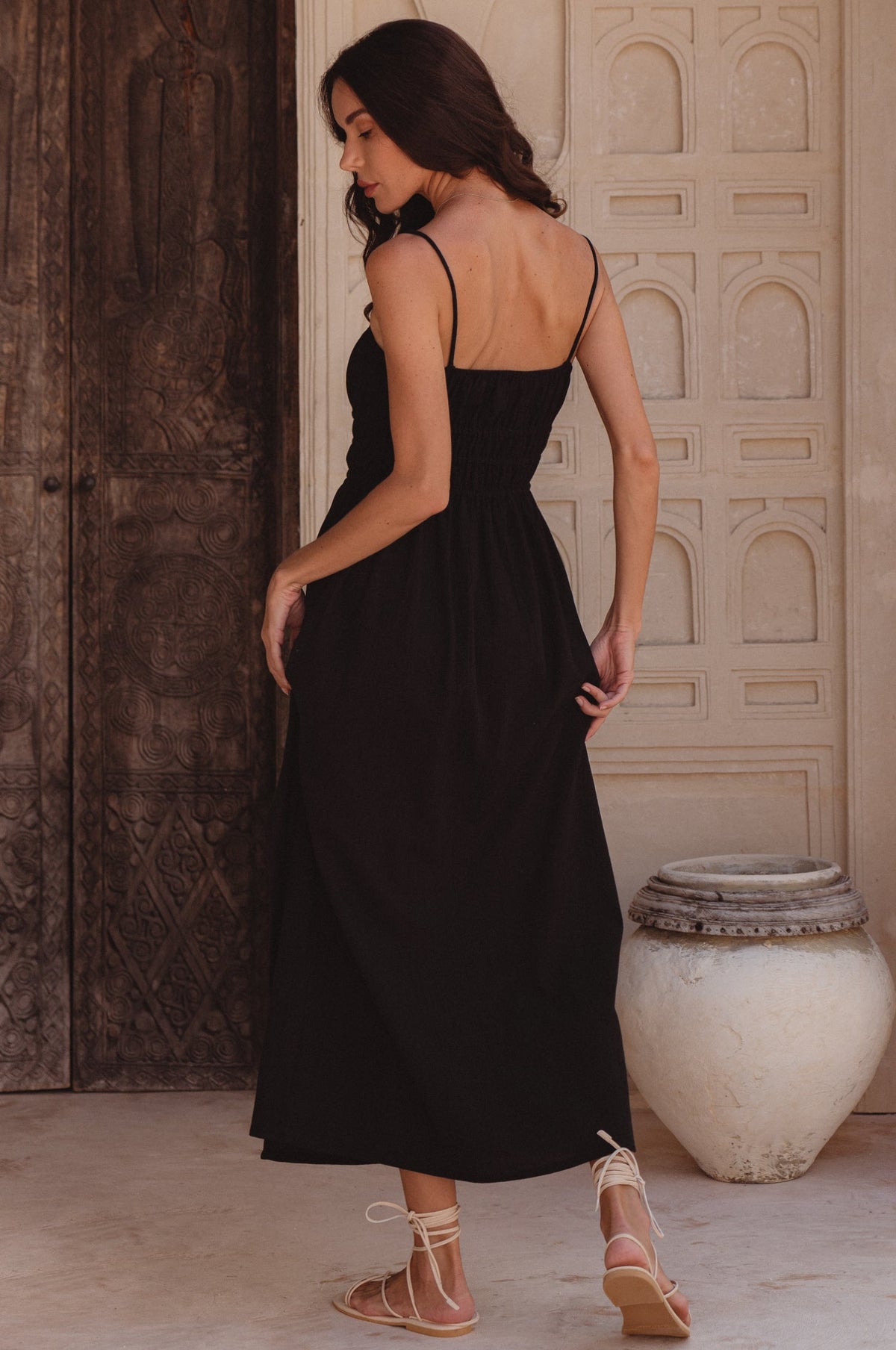 Eleanore Handcrafted Linen Midi Summer Dress-4