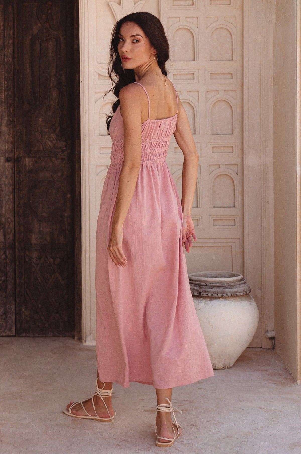 Eleanore Handcrafted Linen Midi Summer Dress-2