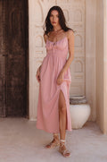 Eleanore Handcrafted Linen Midi Summer Dress-0