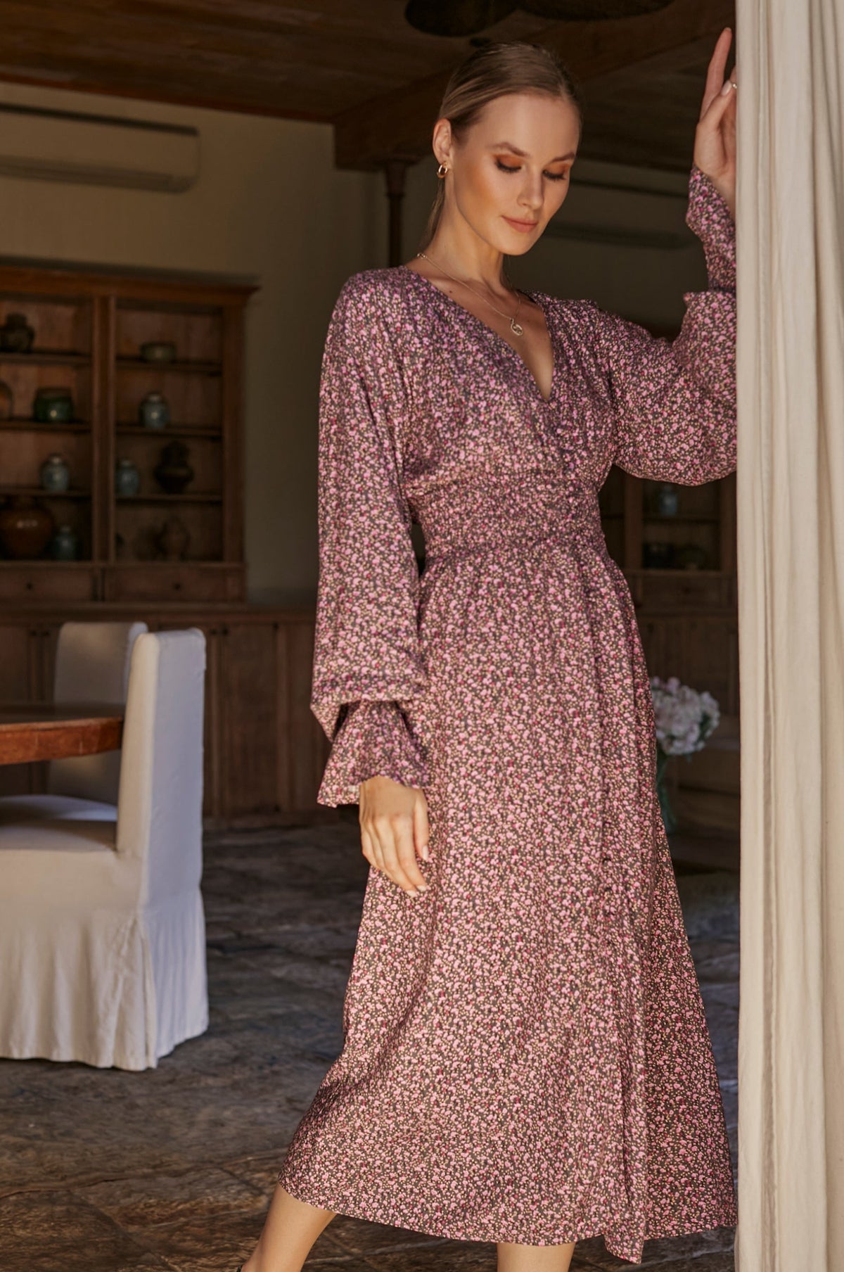 Maria Luisa Button Down Midi Dress (Sale)-2