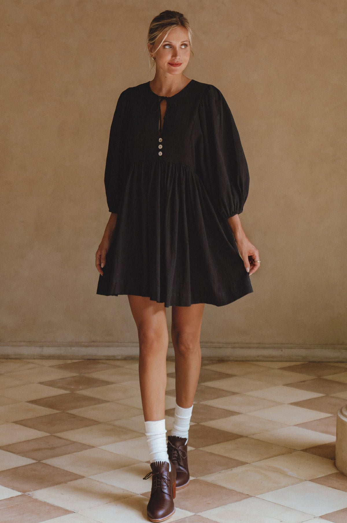 Maribelle Babydoll Linen Mini Dress-1