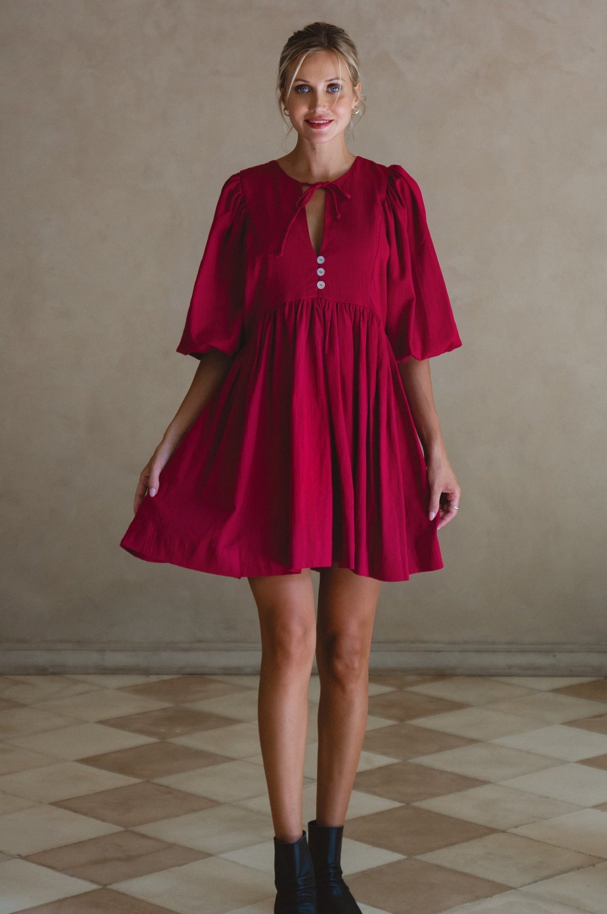 Maribelle Babydoll Linen Mini Dress-1