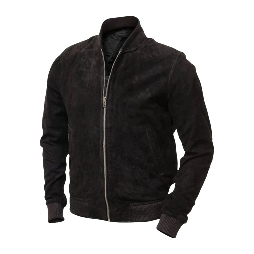 Men’s Tan Suede Leather Bomber Jacket-5