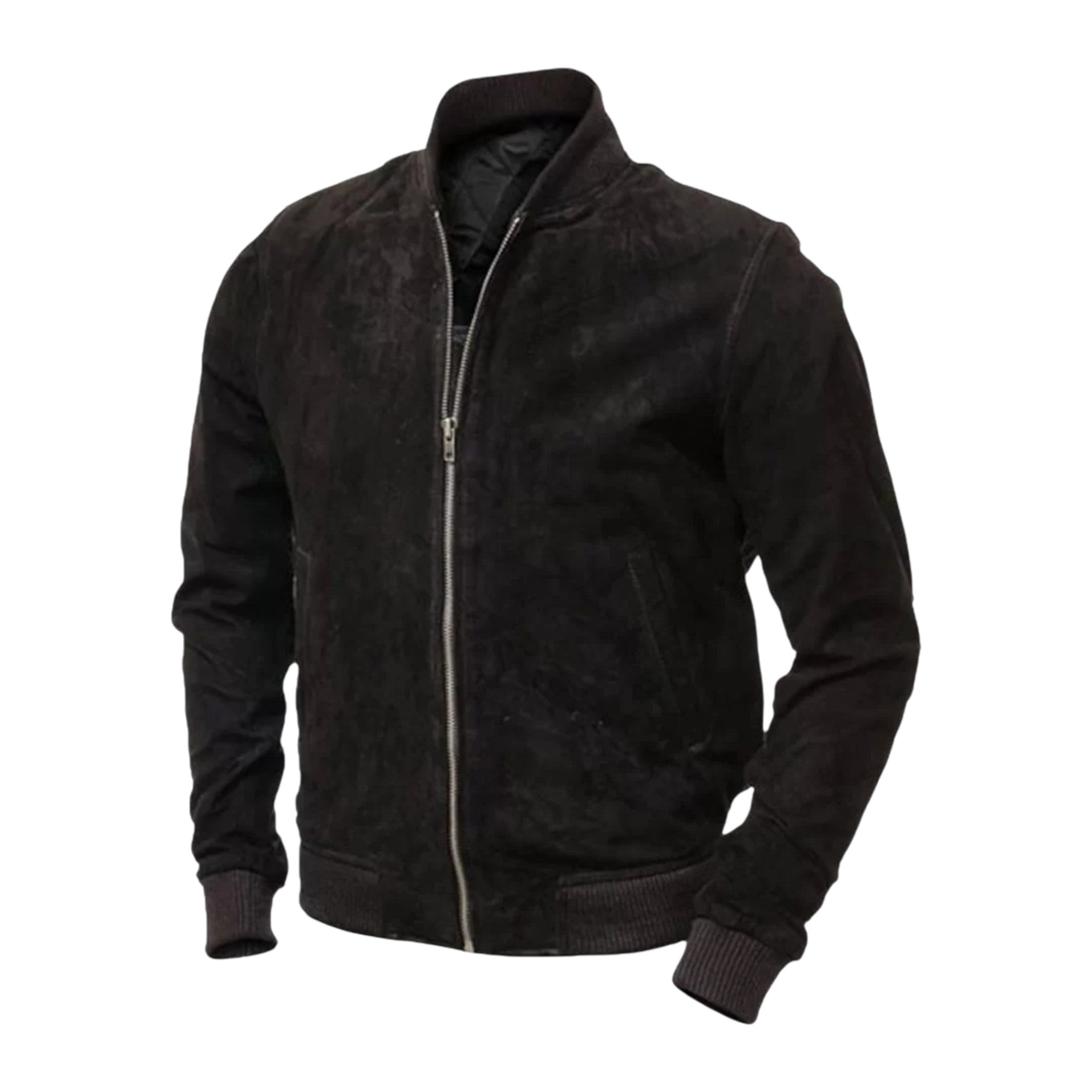 Men’s Tan Suede Leather Bomber Jacket-5