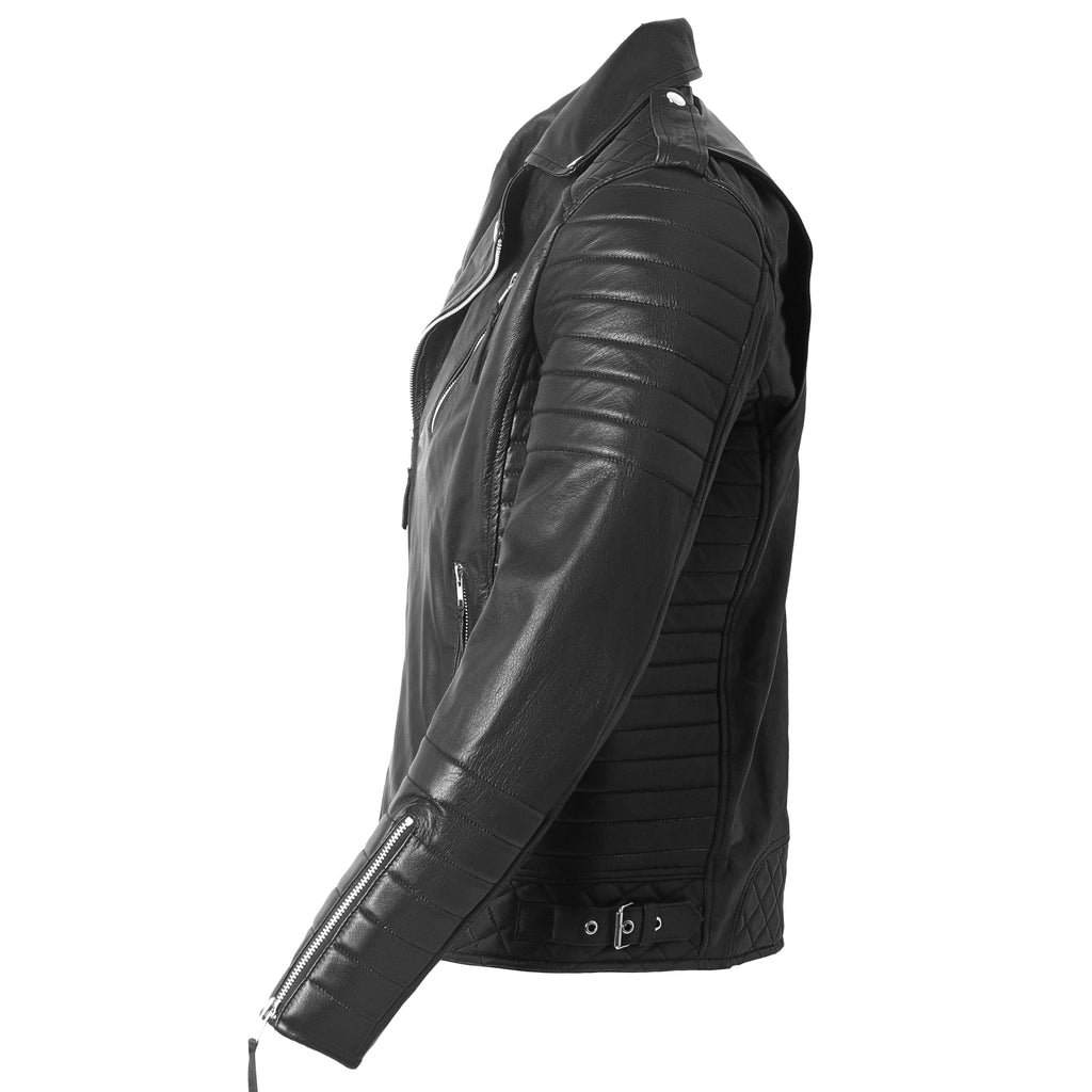 Men’s Black Sheepskin Leather Biker Jack-2