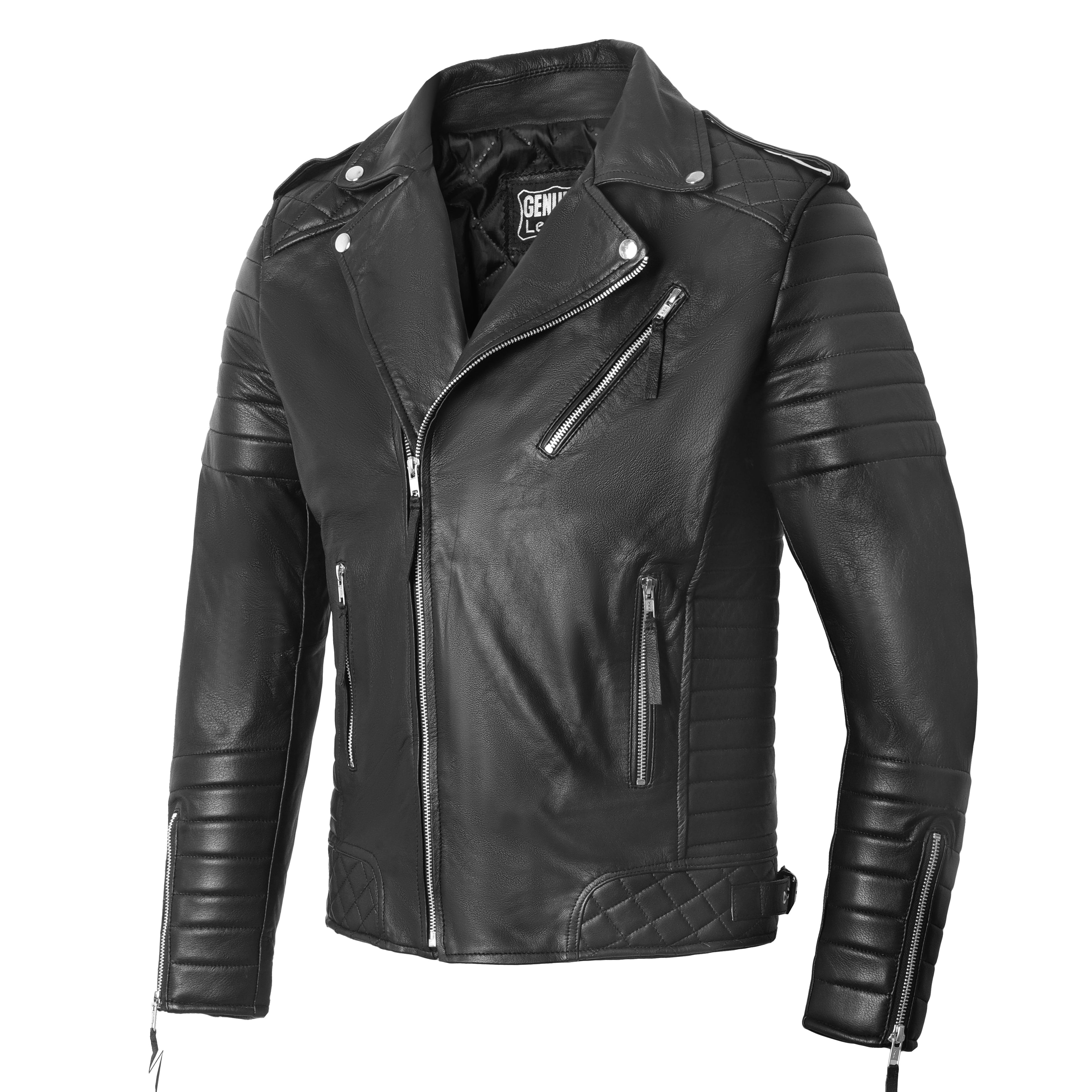 Men’s Black Sheepskin Leather Biker Jack-1