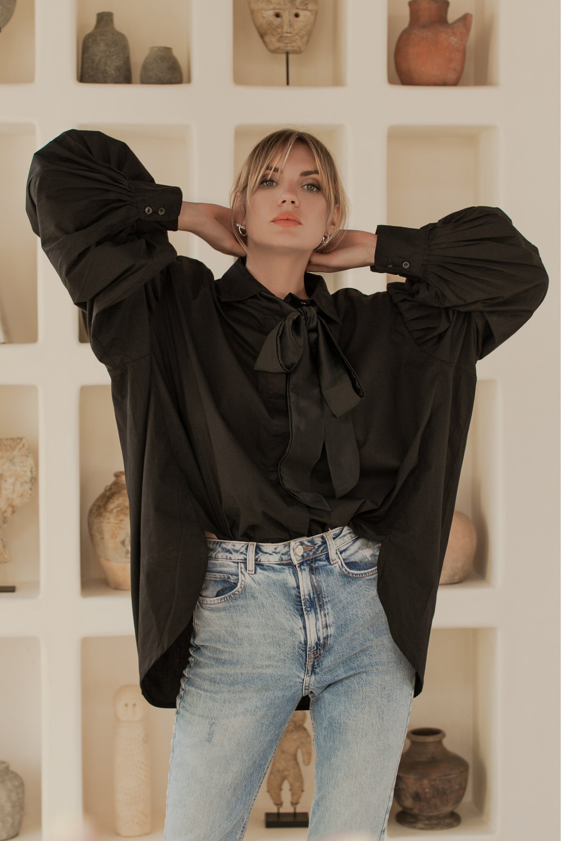 Merci Balloon Sleeve Oversized Shirt (Sale)-4
