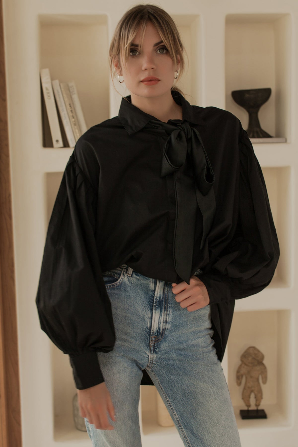 Merci Balloon Sleeve Oversized Shirt (Sale)-5