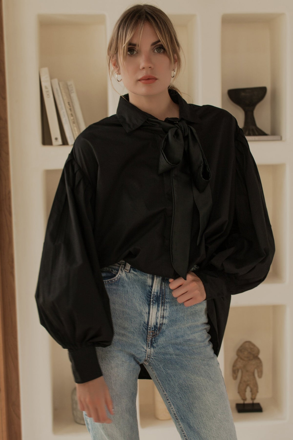 Merci Balloon Sleeve Oversized Shirt (Sale)-1