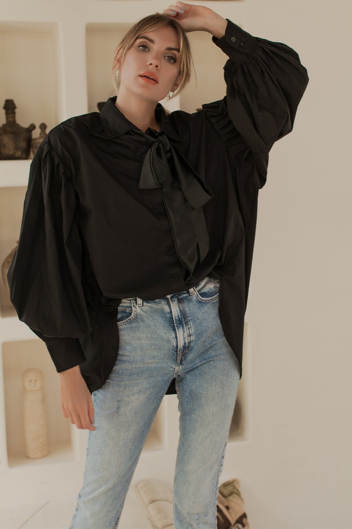 Merci Balloon Sleeve Oversized Shirt (Sale)-2