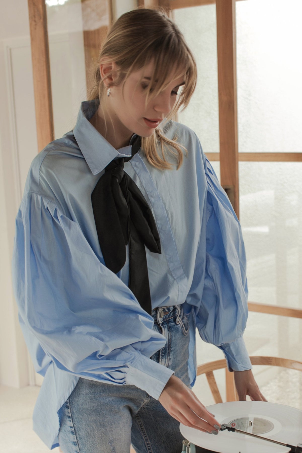 Merci Balloon Sleeve Oversized Shirt (Sale)-1