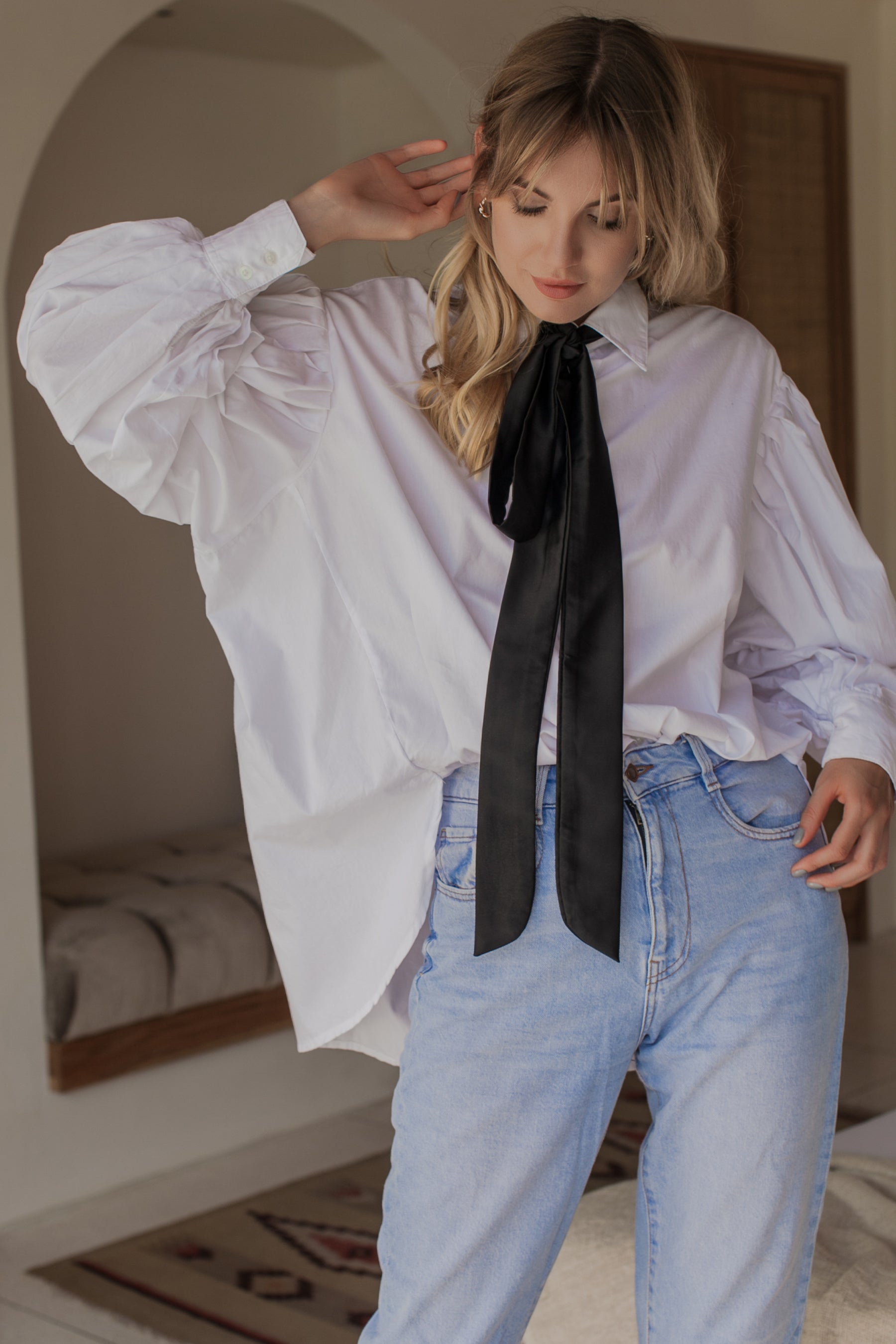 Merci Balloon Sleeve Oversized Shirt (Sale)-1