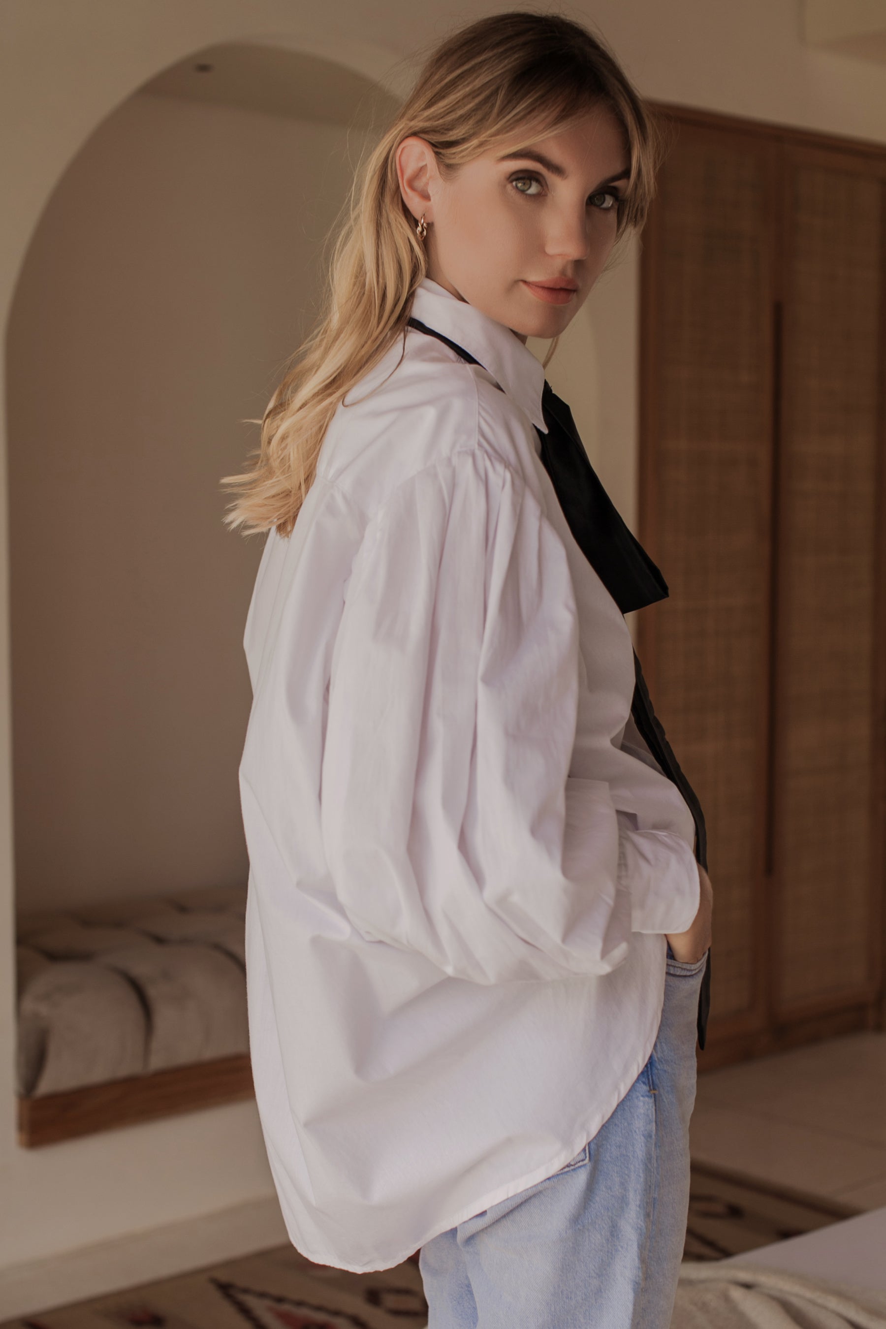 Merci Balloon Sleeve Oversized Shirt (Sale)-2