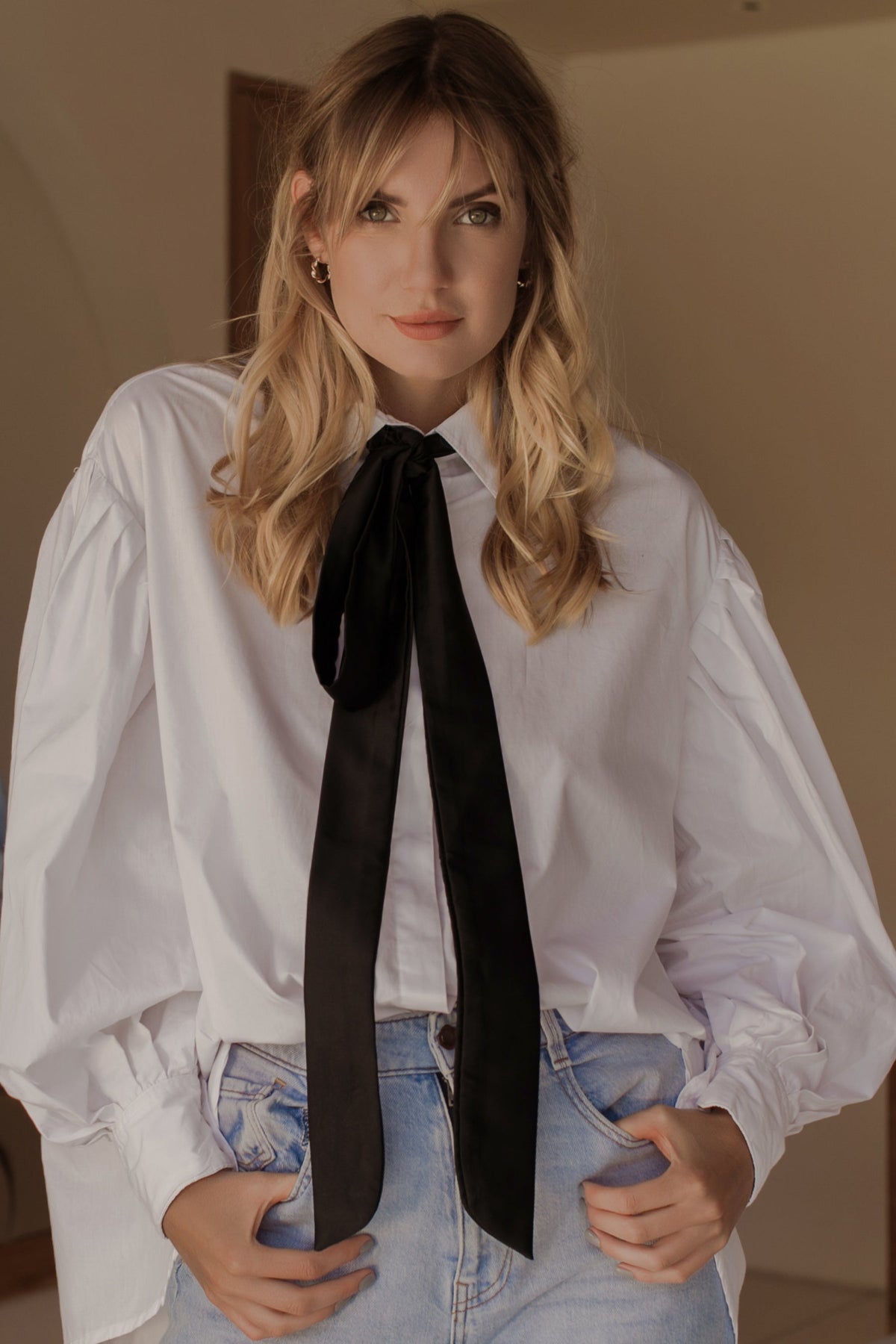 Merci Balloon Sleeve Oversized Shirt (Sale)-3