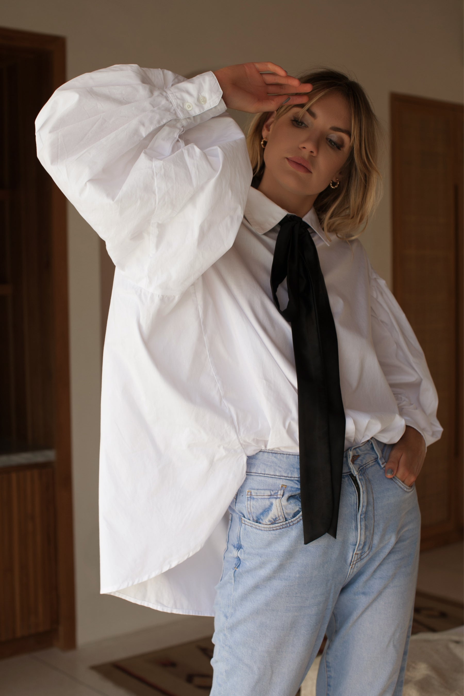 Merci Balloon Sleeve Oversized Shirt (Sale)-4