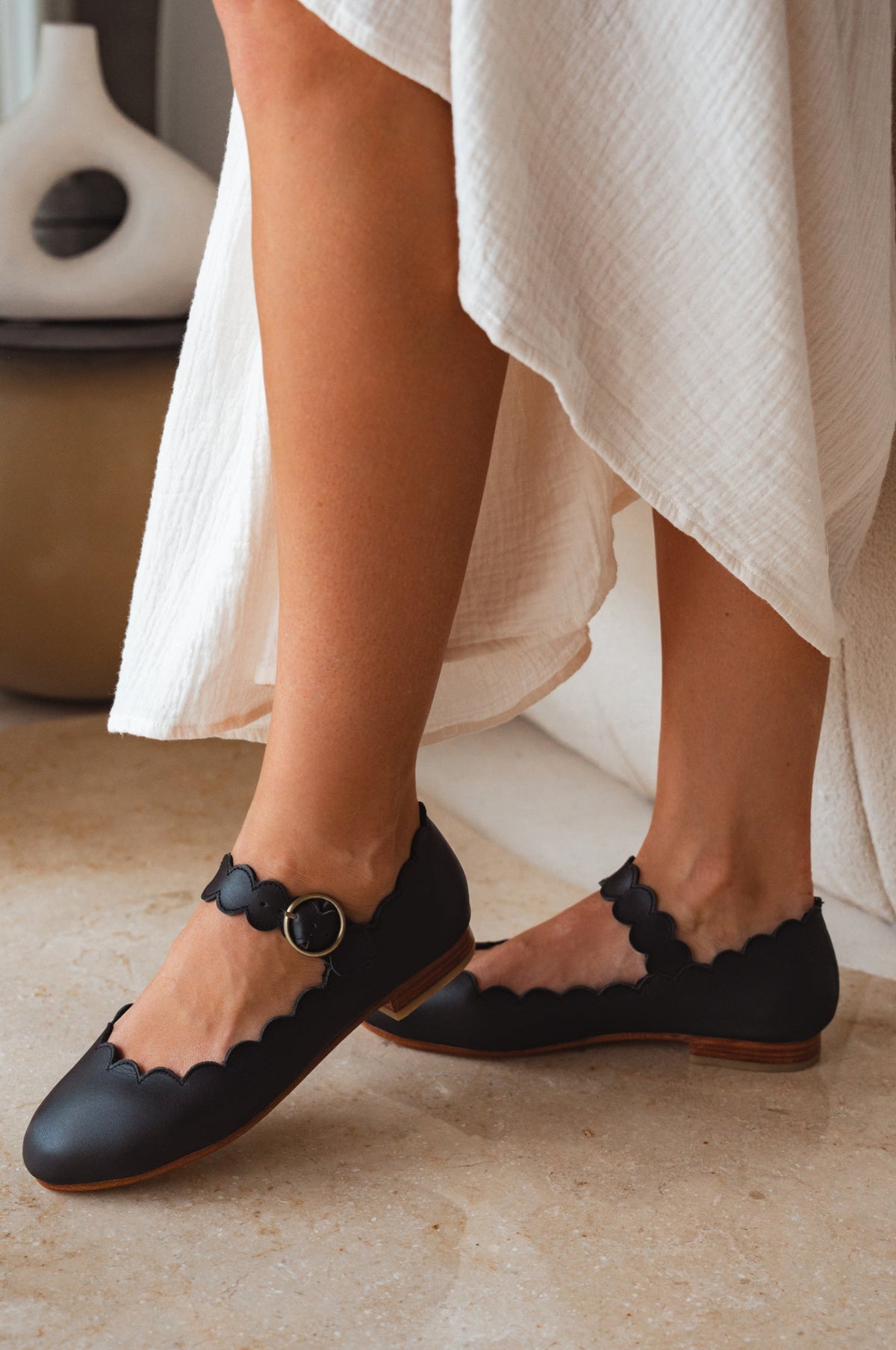 Mia Rosa Scalloped Mary Jane Flats-0