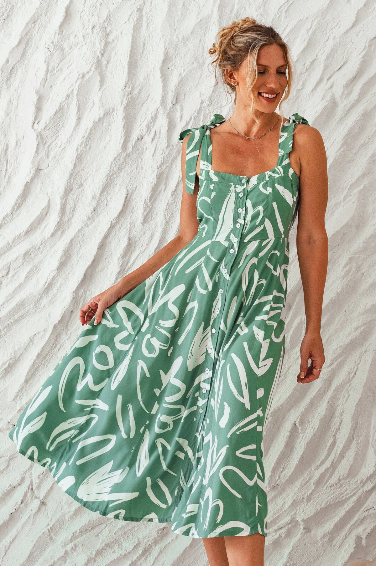 Mia Vita Button Down Dress With Ties-7