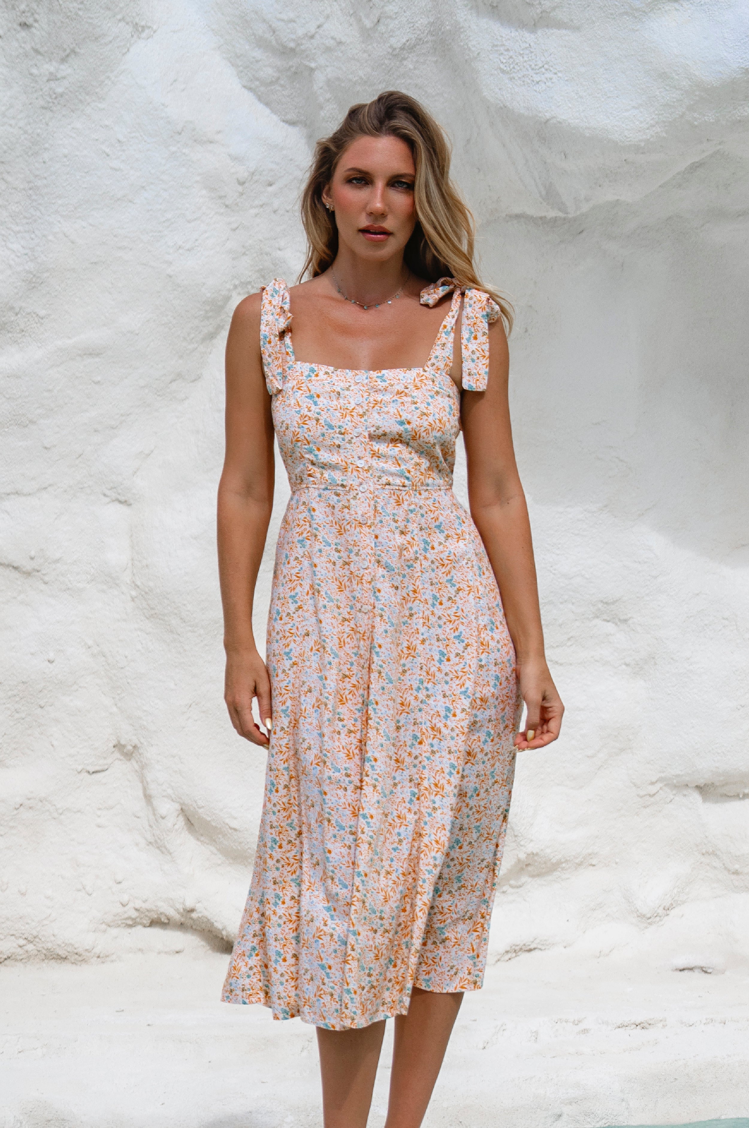 Mia Vita Button Down Dress With Ties-9