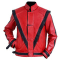 Michael Jackson Men Red Leather Jacket-0