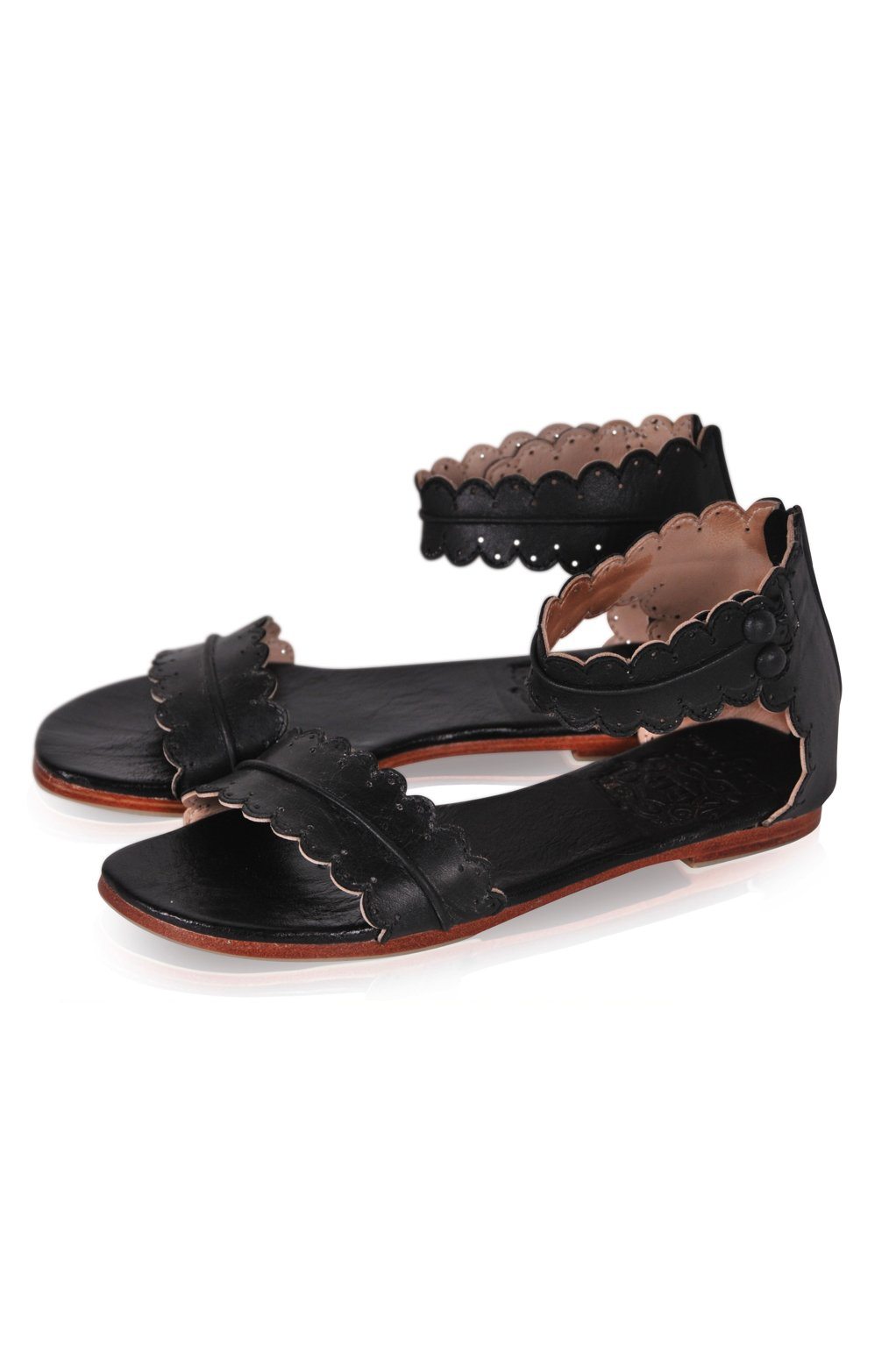 Midsummer Scalloped Leather Sandals-2