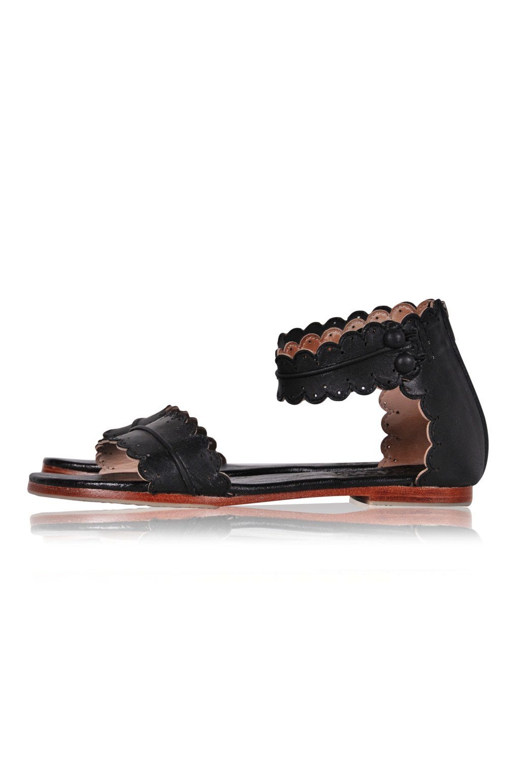 Midsummer Scalloped Leather Sandals-6