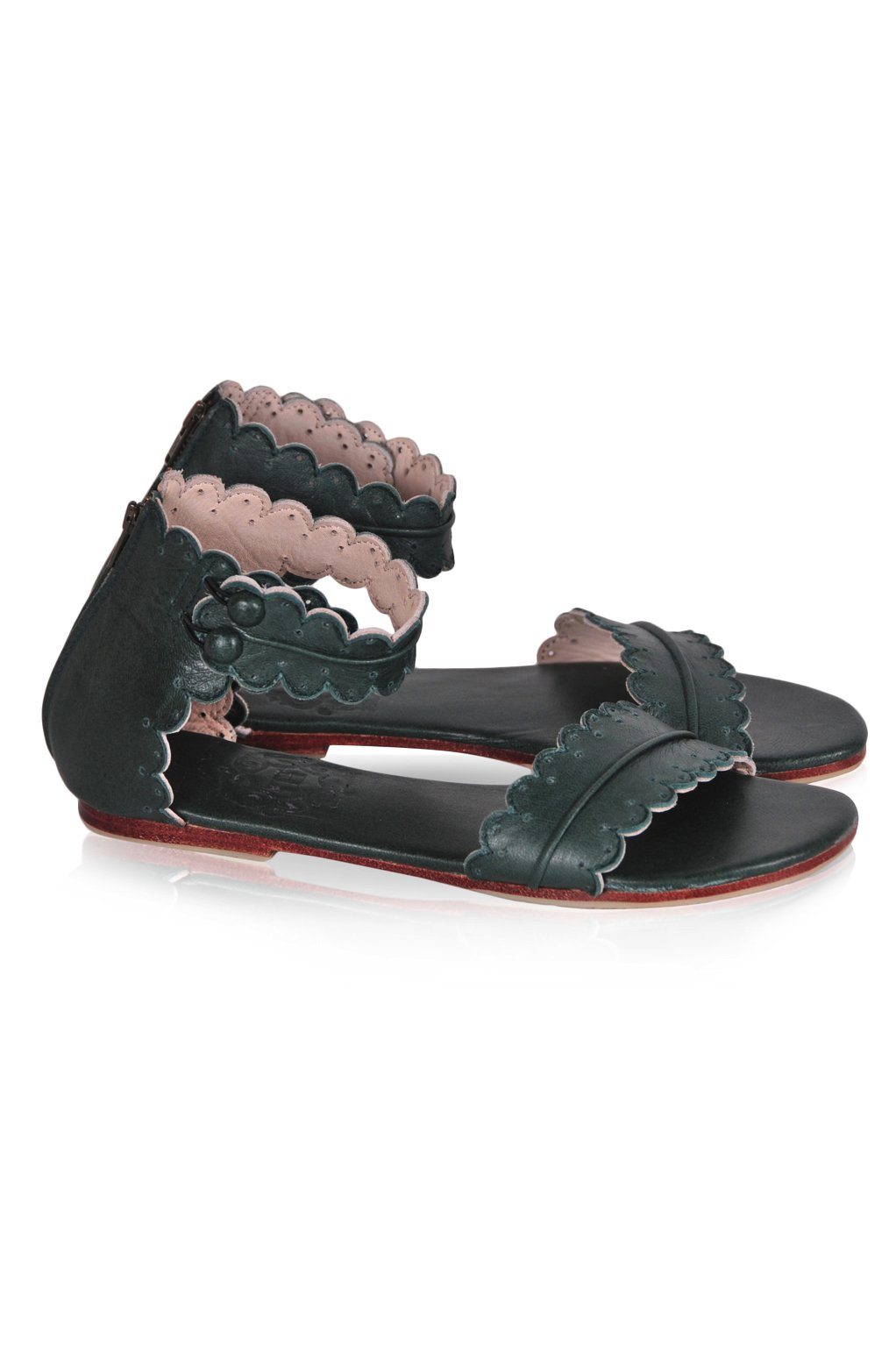 Midsummer Scalloped Leather Sandals-1