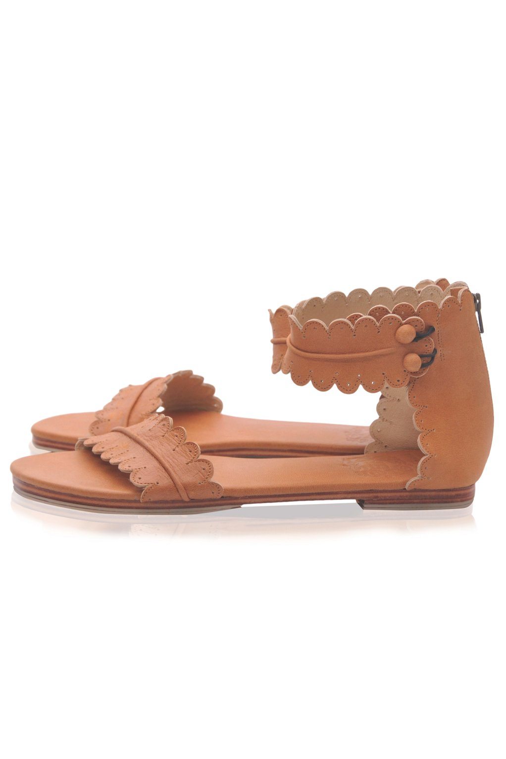 Midsummer Scalloped Leather Sandals-0