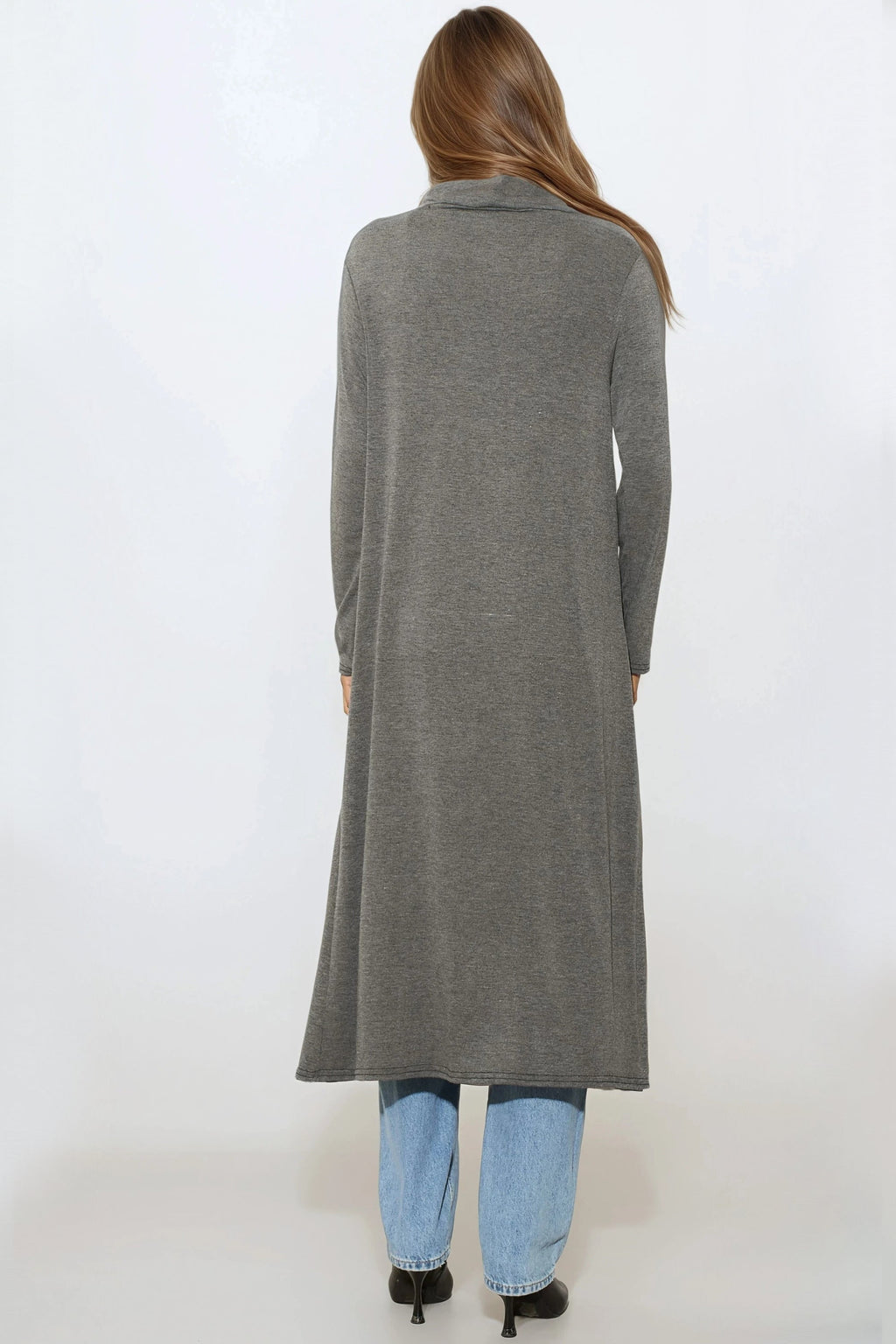 Charcoal Jersey Longline Cardigan-2