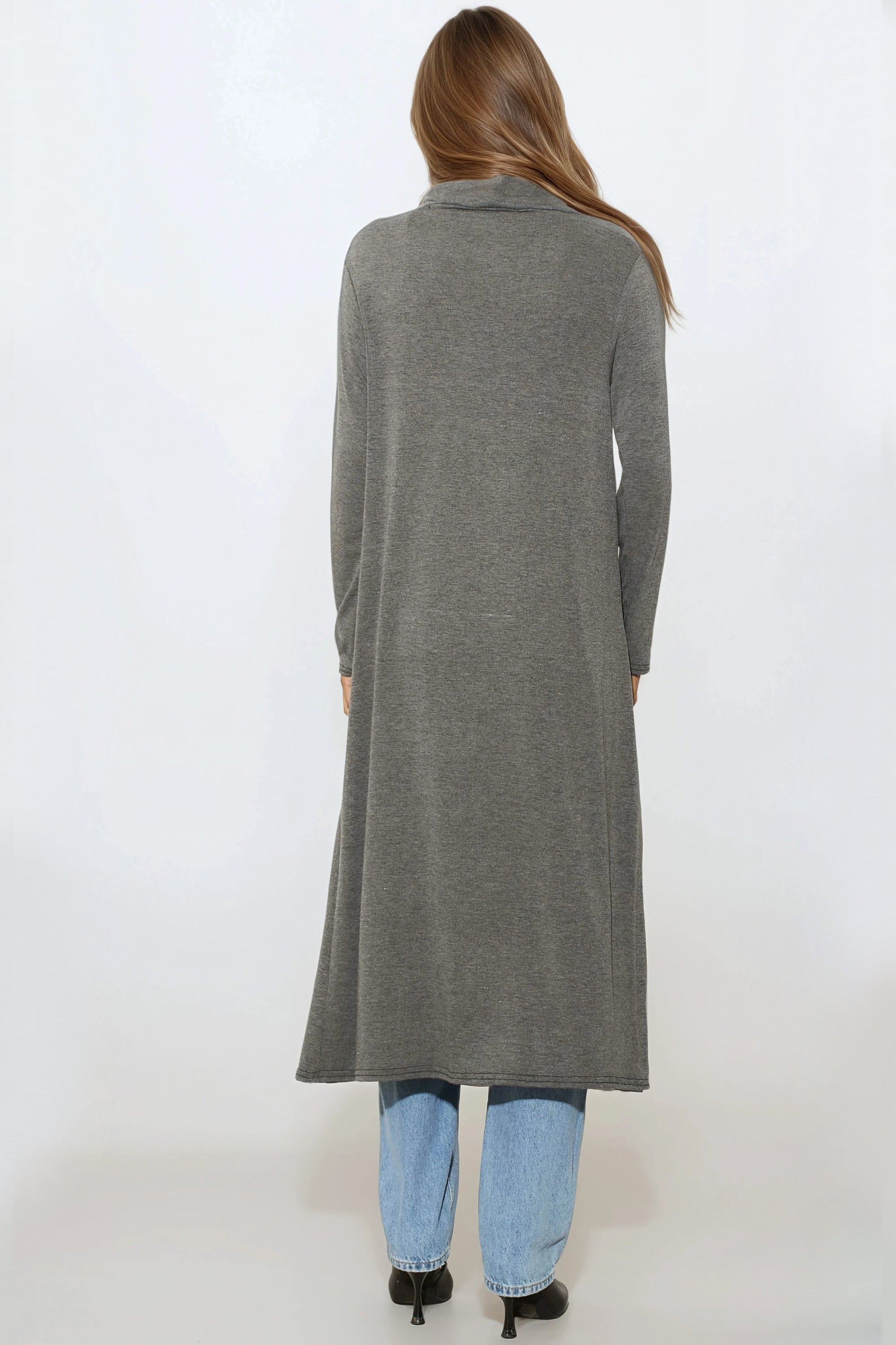 Charcoal Jersey Longline Cardigan-2
