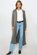 Charcoal Jersey Longline Cardigan-0