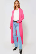 Fuchsia Jersey Longline Cardigan-0