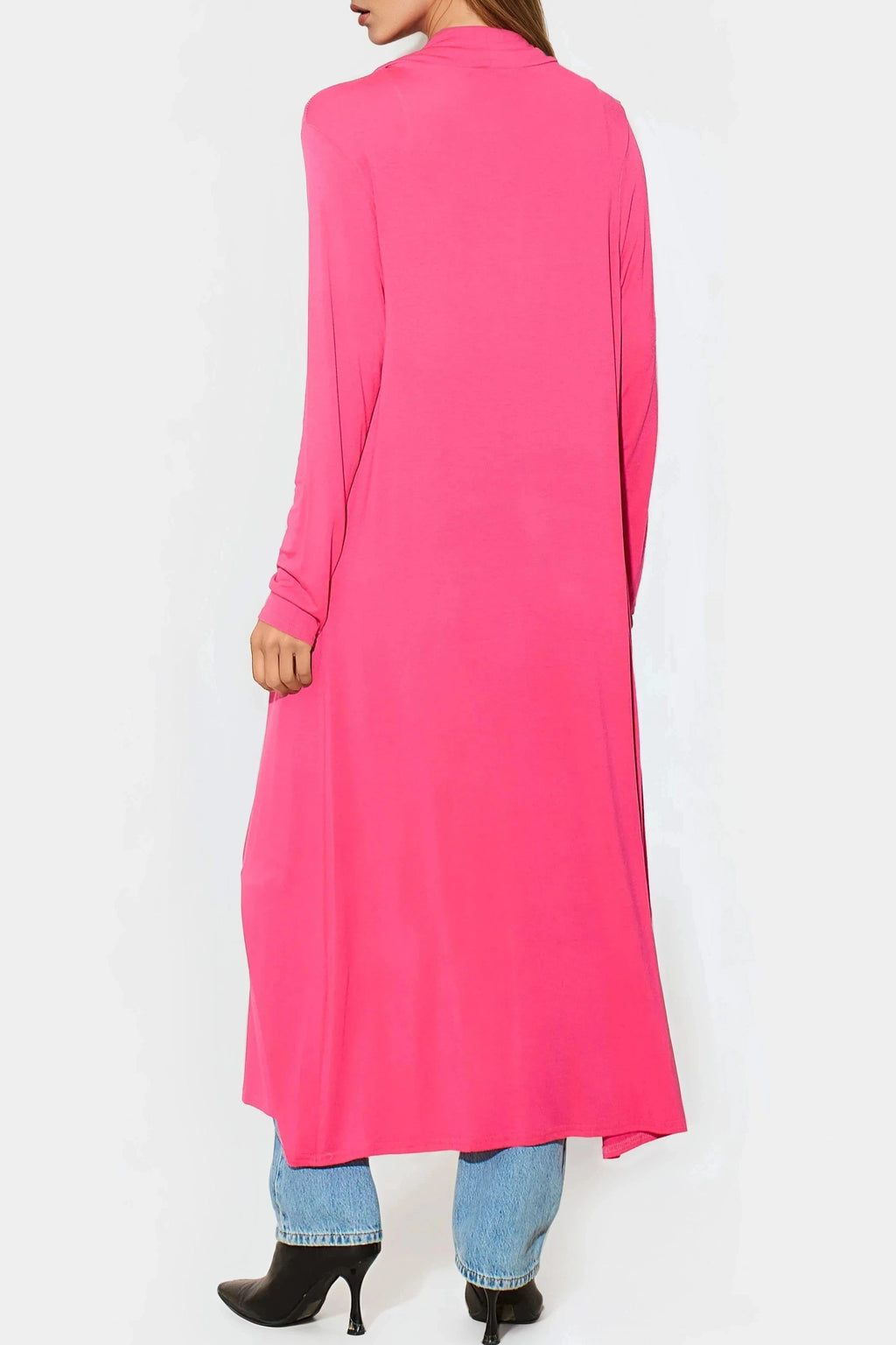 Fuchsia Jersey Longline Cardigan-2