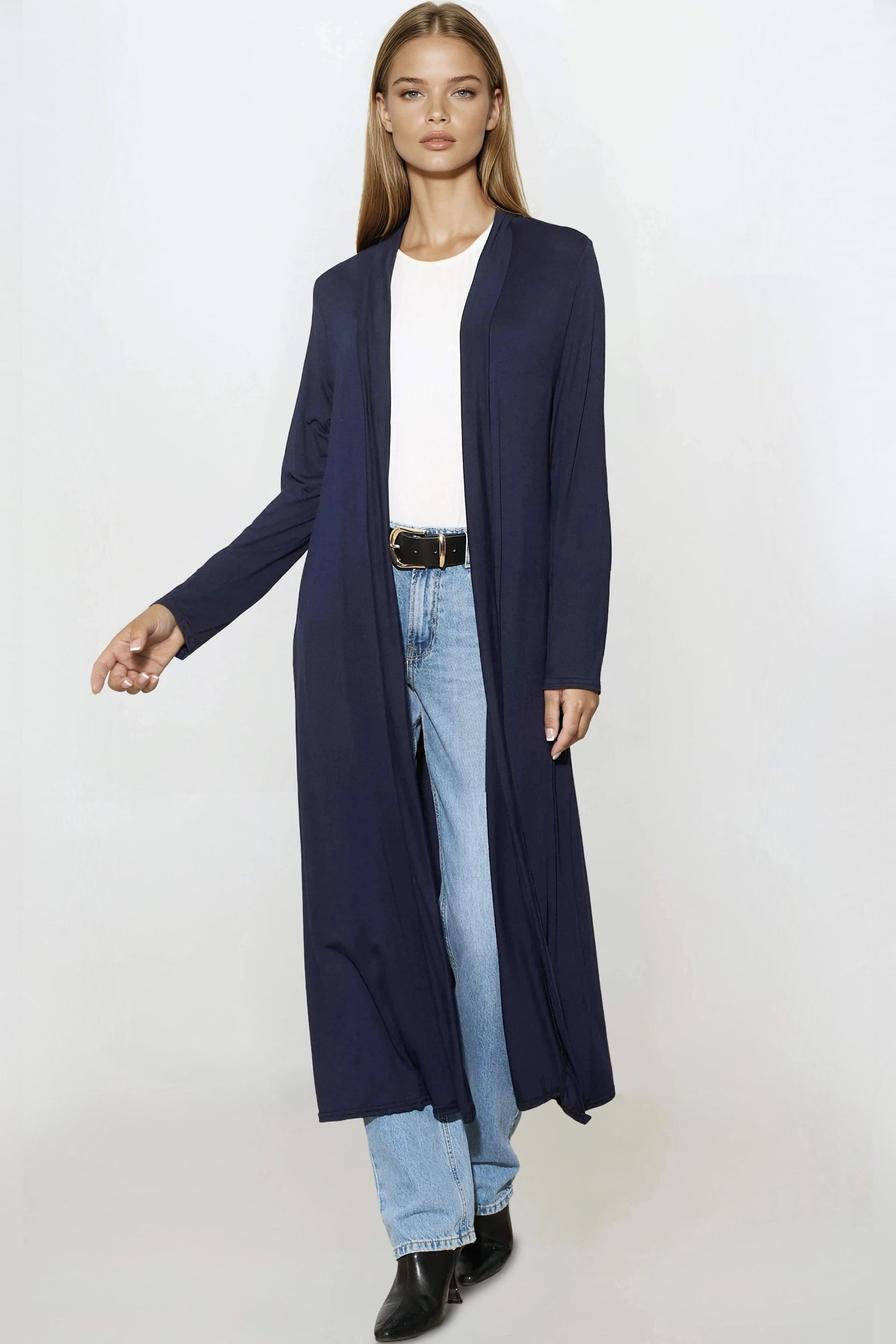 Navy Jersey Longline Cardigan-0