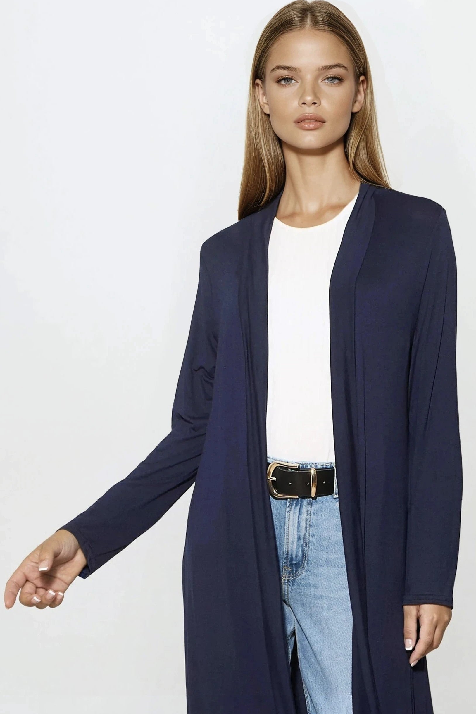 Navy Jersey Longline Cardigan-3