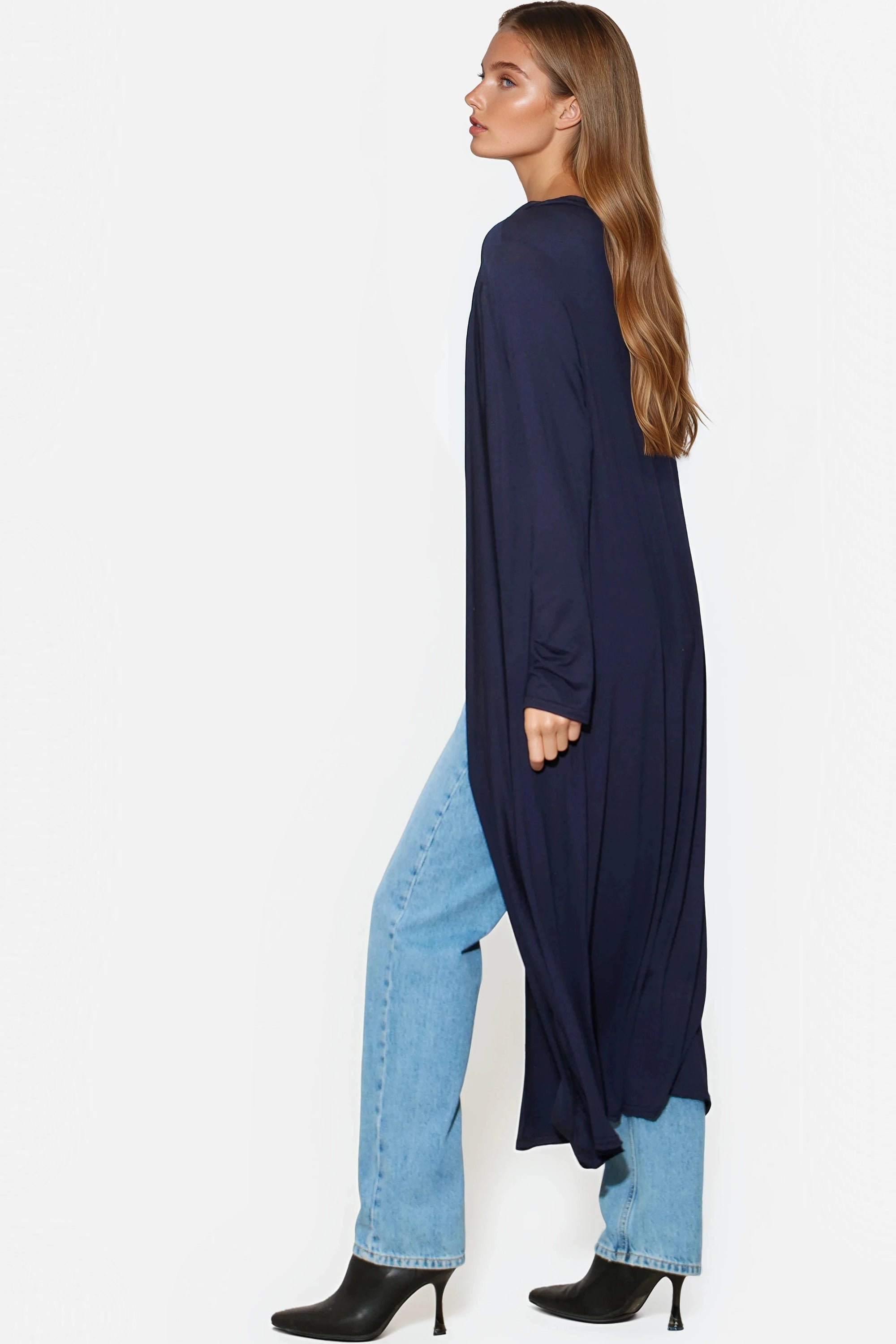 Navy Jersey Longline Cardigan-1